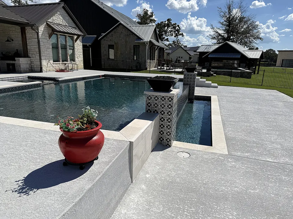 Fire Bowl on the Patterned-Tile Pier