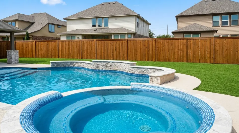 Freeform Pool & Round Mosaic Spa